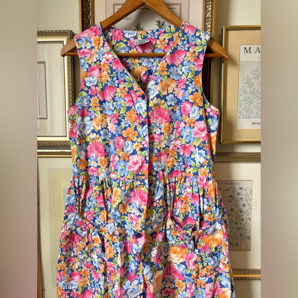Vintage Laura Ashley Floral Bow Pocket Jumpsuit Romper Small - Picture 4 of 13